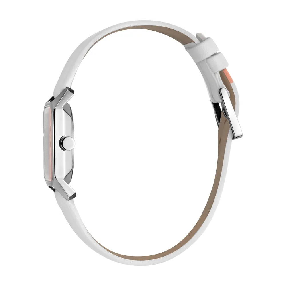 Esprit Ladies Stainless Steel Watch 2Tone Dial & White Leather Strap
