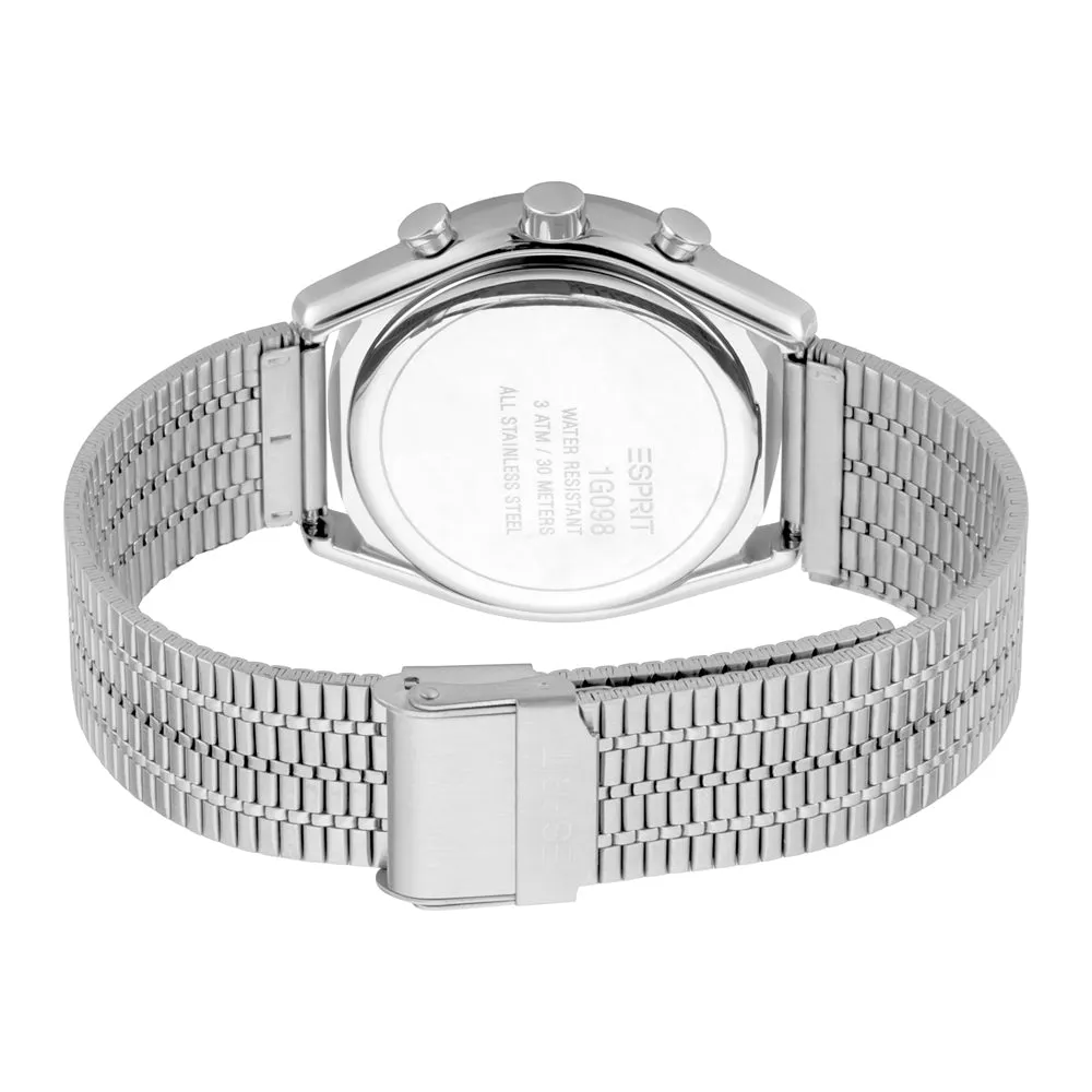 Esprit Men's Stainless Steel Watch With Black Dial & Metal Bracelet