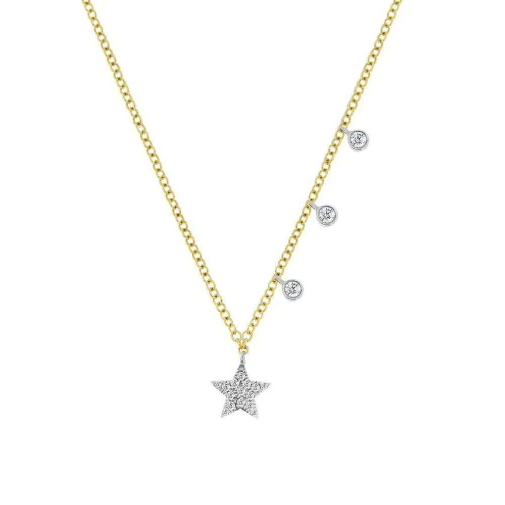 Essential Star Necklace with Diamond Bezels in Yellow Gold