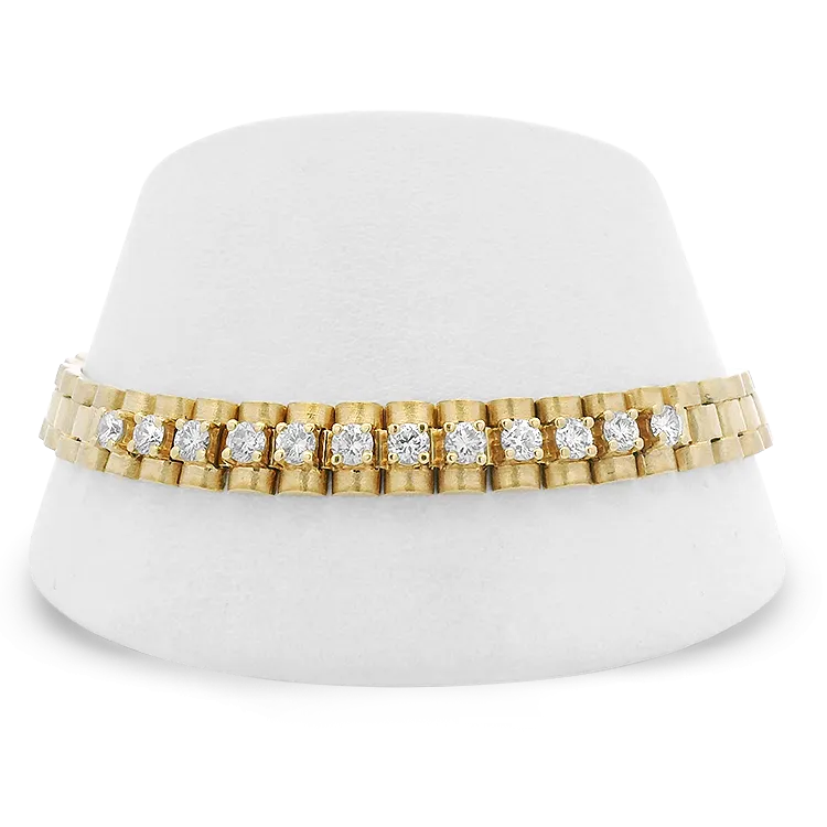 Estate 14k Yellow Gold Diamond Panther Link Bracelet