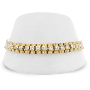 Estate 14k Yellow Gold Diamond Panther Link Bracelet