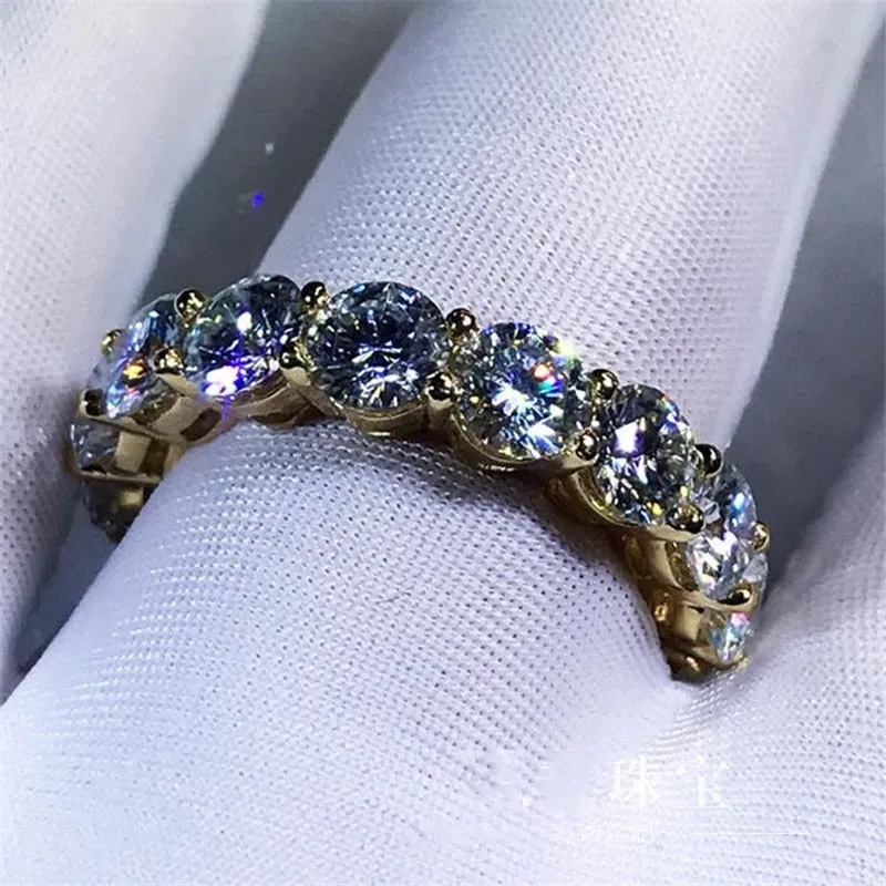 Eternity 18K Yellow Gold 4mm Diamond Ring for Women Engagement