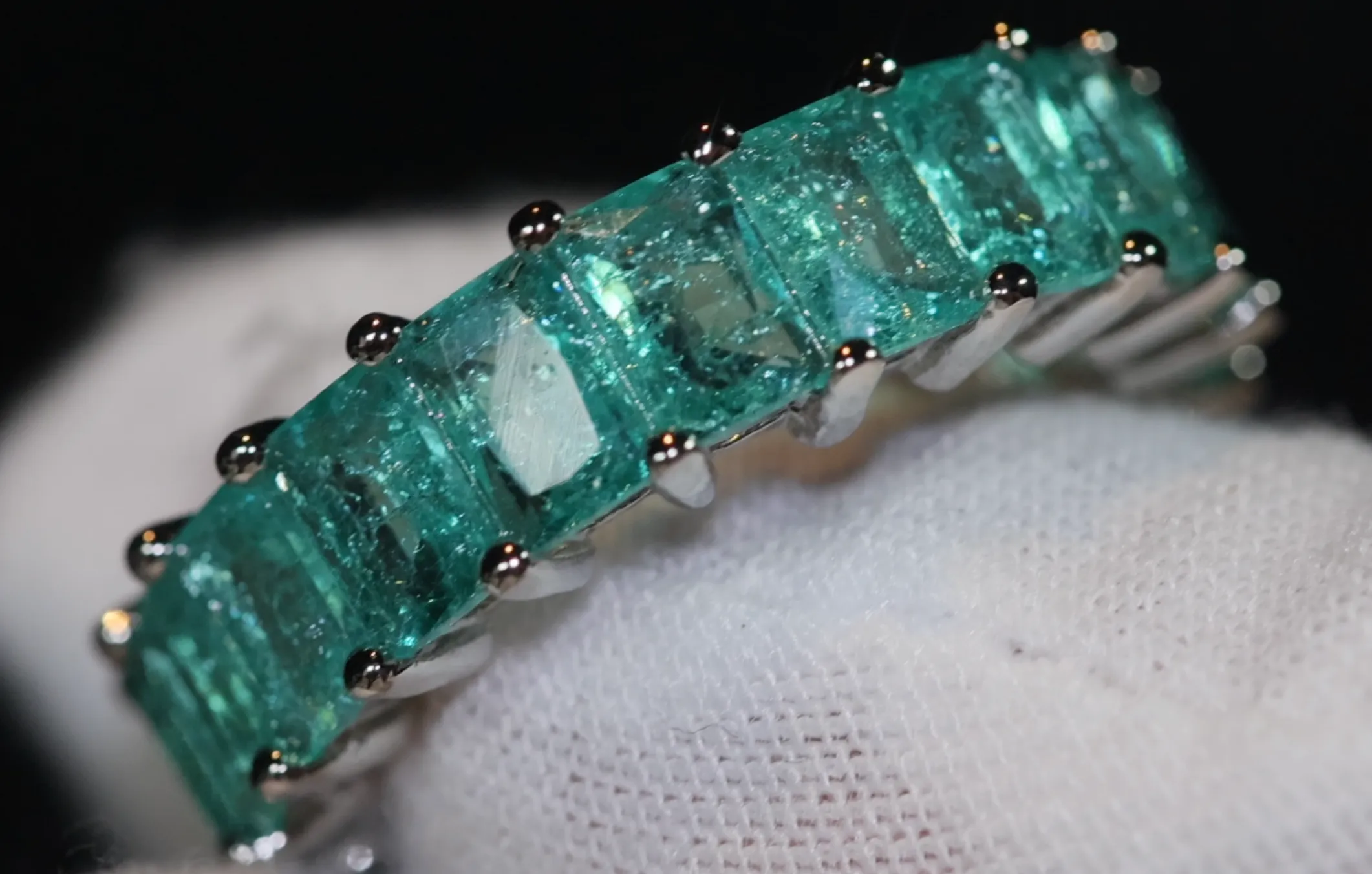 Eternity Ring | Green Diamond Ring | Green Diamond Engagement Rings | Friendship Ring | Baguette Ring | Womens Eternity  Ring | Tennis Ring