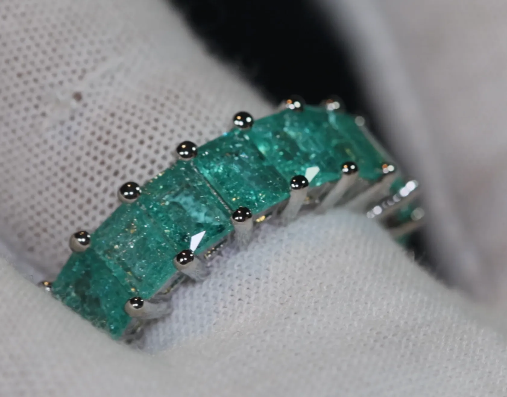 Eternity Ring | Green Diamond Ring | Green Diamond Engagement Rings | Friendship Ring | Baguette Ring | Womens Eternity  Ring | Tennis Ring