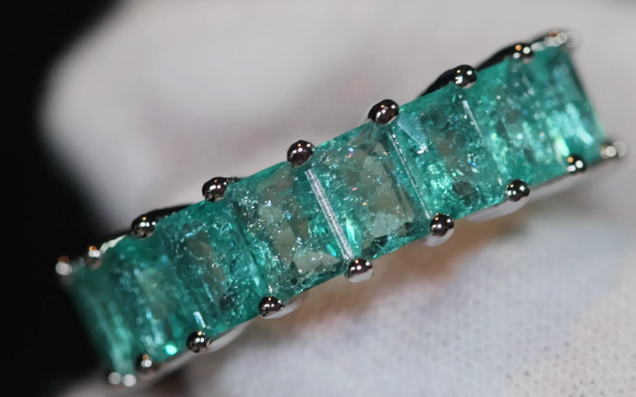 Eternity Ring | Green Diamond Ring | Green Diamond Engagement Rings | Friendship Ring | Baguette Ring | Womens Eternity  Ring | Tennis Ring