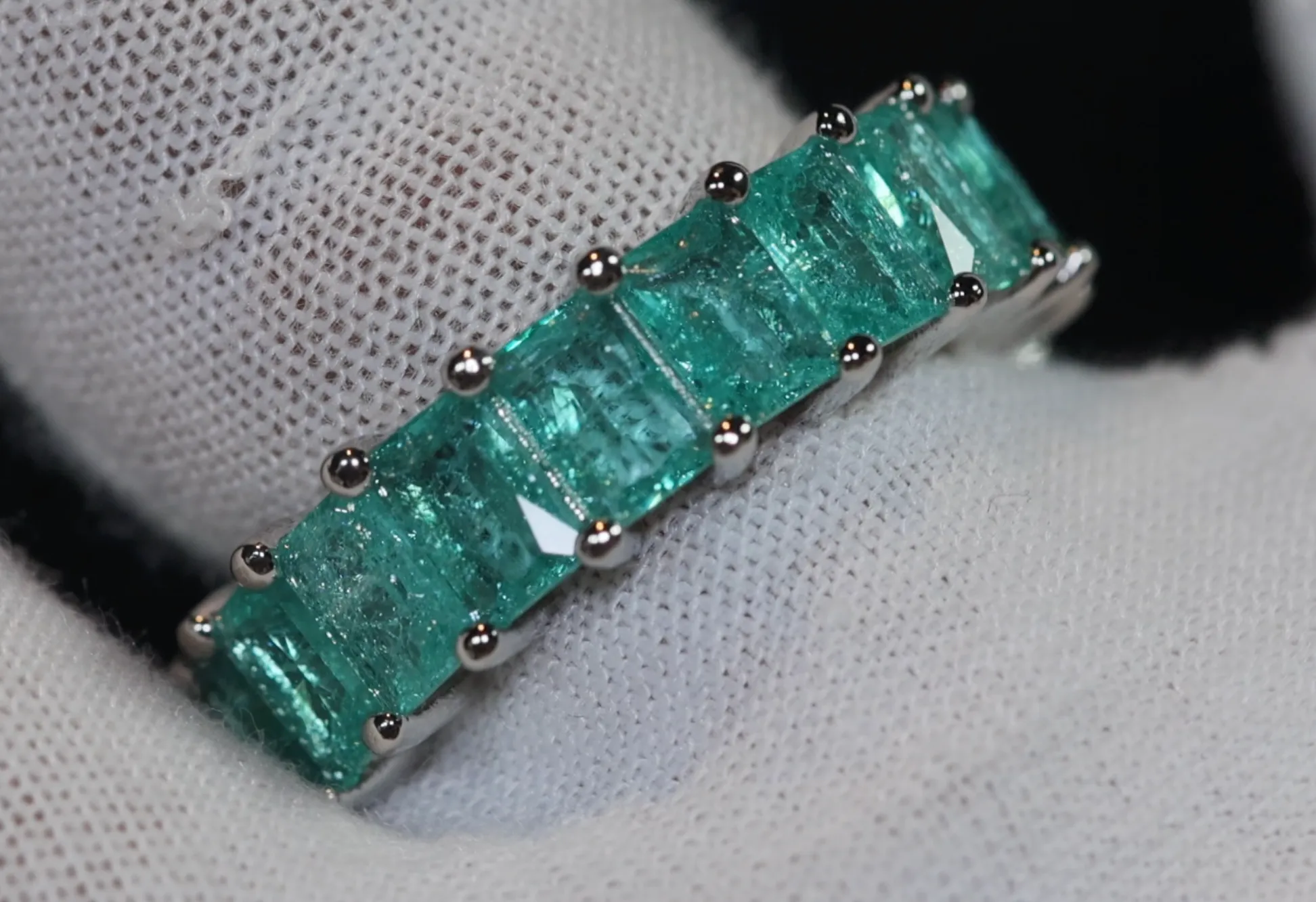 Eternity Ring | Green Diamond Ring | Green Diamond Engagement Rings | Friendship Ring | Baguette Ring | Womens Eternity  Ring | Tennis Ring