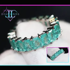 Eternity Ring | Green Diamond Ring | Green Diamond Engagement Rings | Friendship Ring | Baguette Ring | Womens Eternity  Ring | Tennis Ring