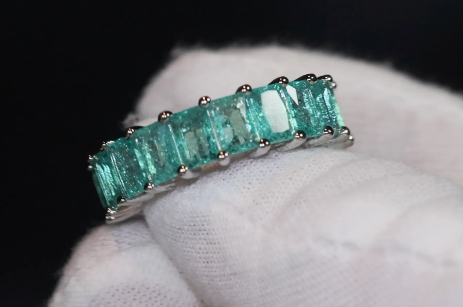 Eternity Ring | Green Diamond Ring | Green Diamond Engagement Rings | Friendship Ring | Baguette Ring | Womens Eternity  Ring | Tennis Ring