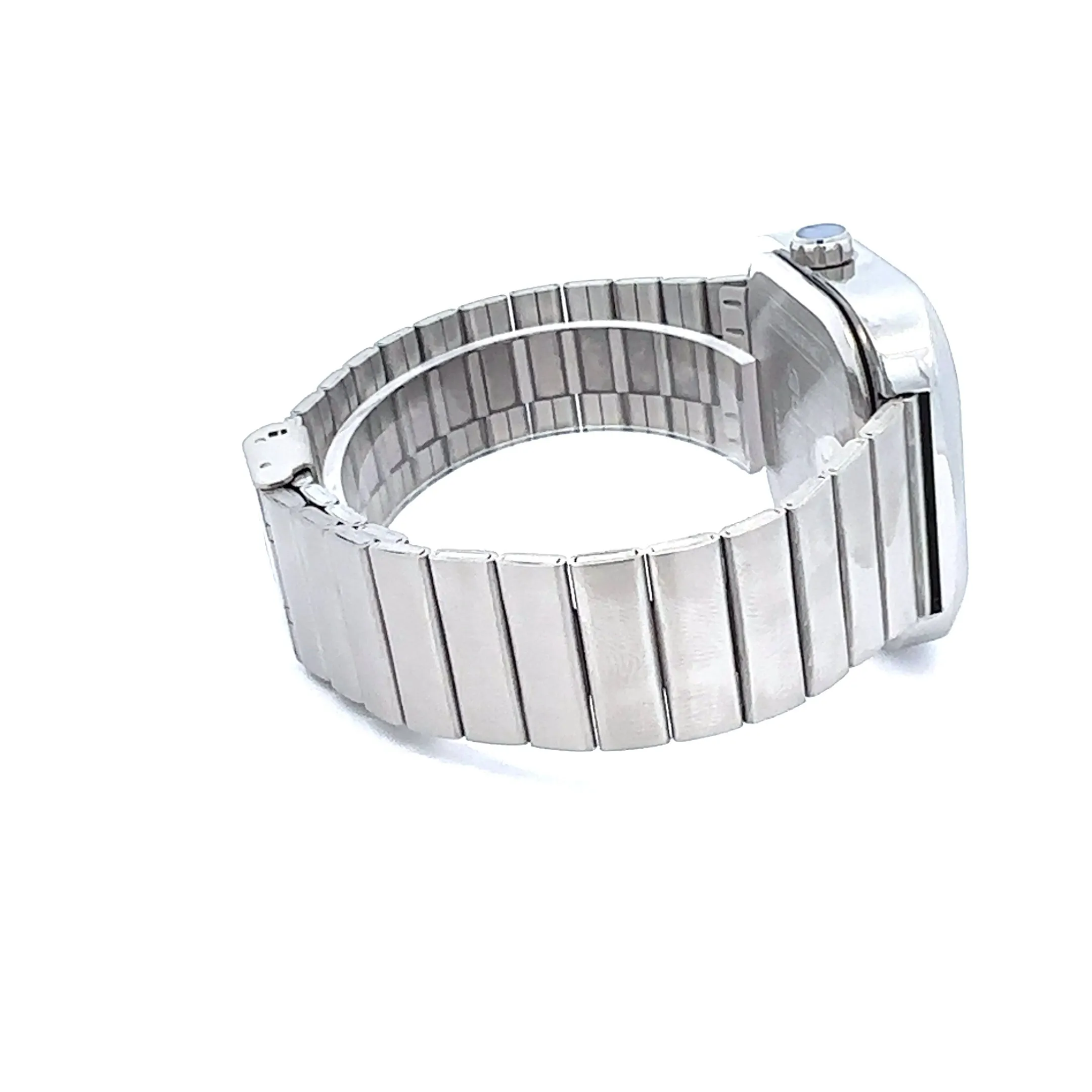 EVOCATIVE METAL BACK RHODIUM CURREN ICED OUT WATCH I 551631
