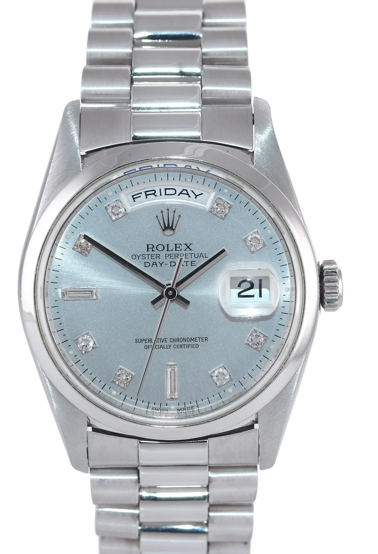 FACTORY DIAMOND Rolex Day-Date President 18206 Silver Platinum Watch Box