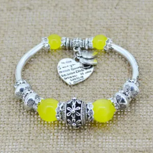 Fashion serling silver jewelry love heart charm bangles & bracelets glass beads strand bracelets for women fine jewelry