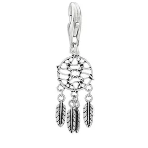 Feather Dream Catcher Clip on Pendant Charm for Bracelet or Necklace