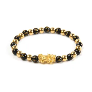 Feng Shui Gold Pi Xiu Wealth 6 mm Beads Bracelet
