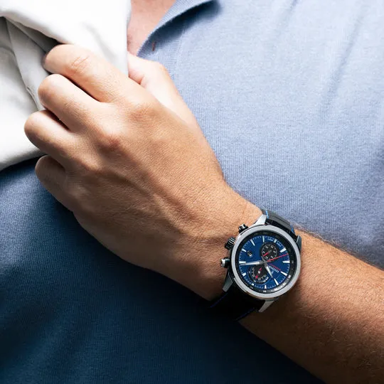 Festina Timeless Chronograph Gents Blue Dial Black Leather Strap Watch