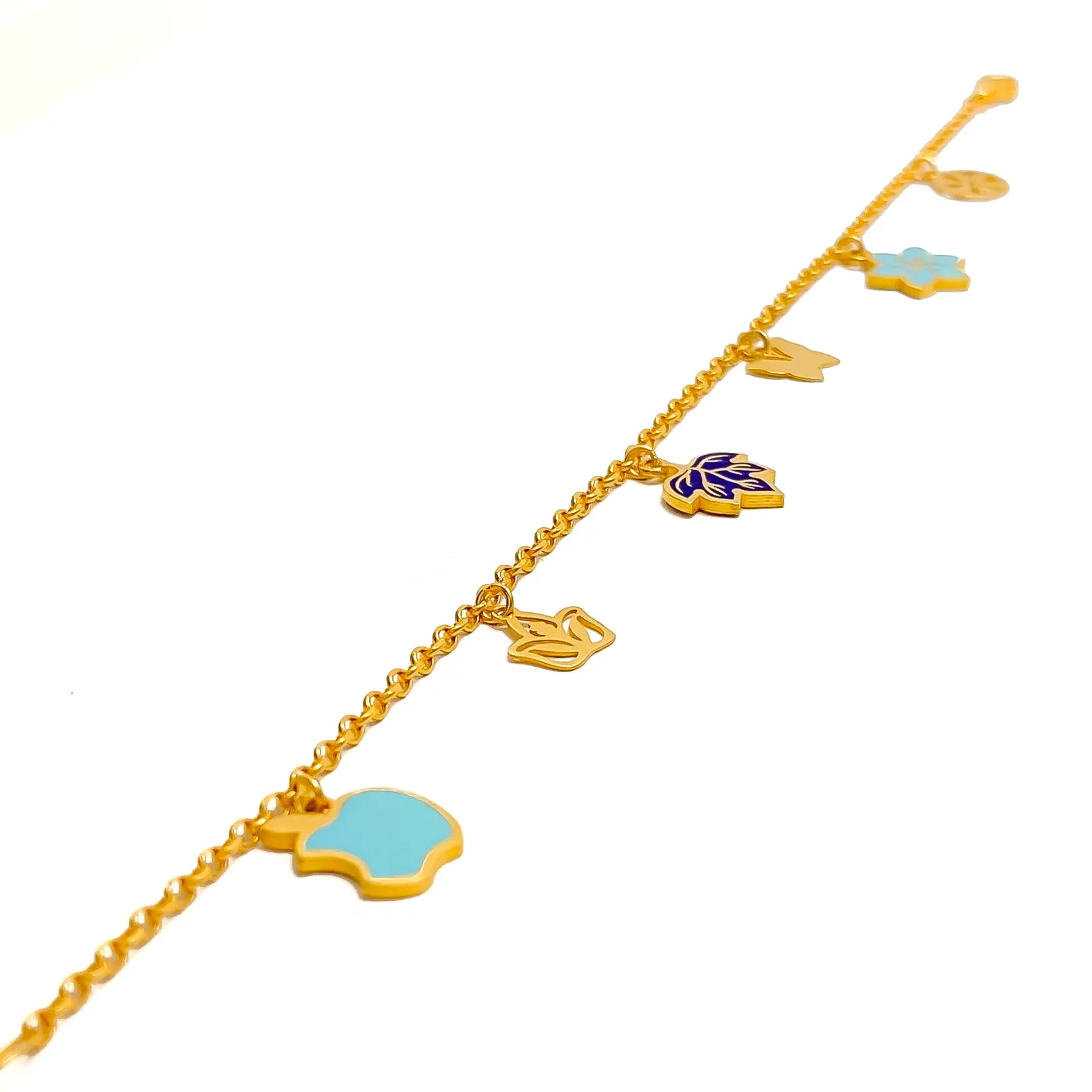 Floral Charm 21k Fancy Bracelet