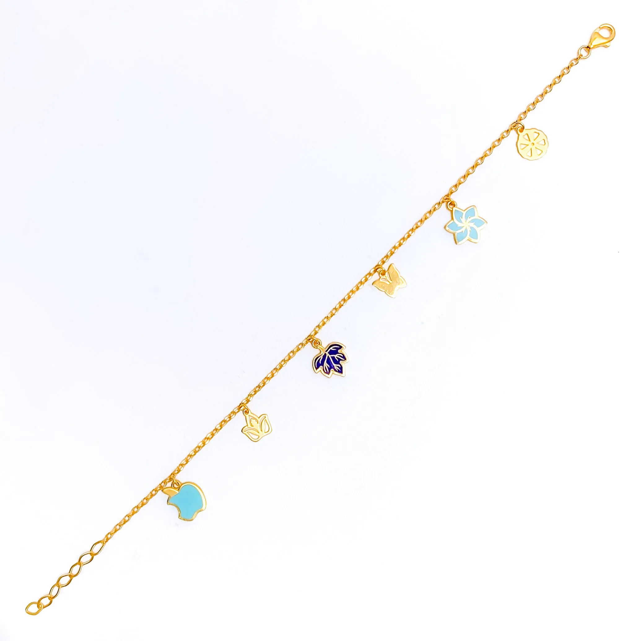 Floral Charm 21k Fancy Bracelet