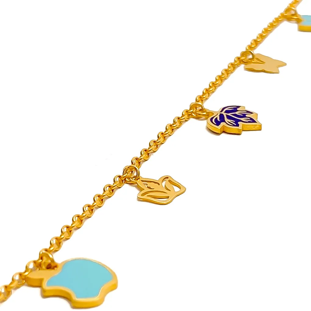 Floral Charm 21k Fancy Bracelet