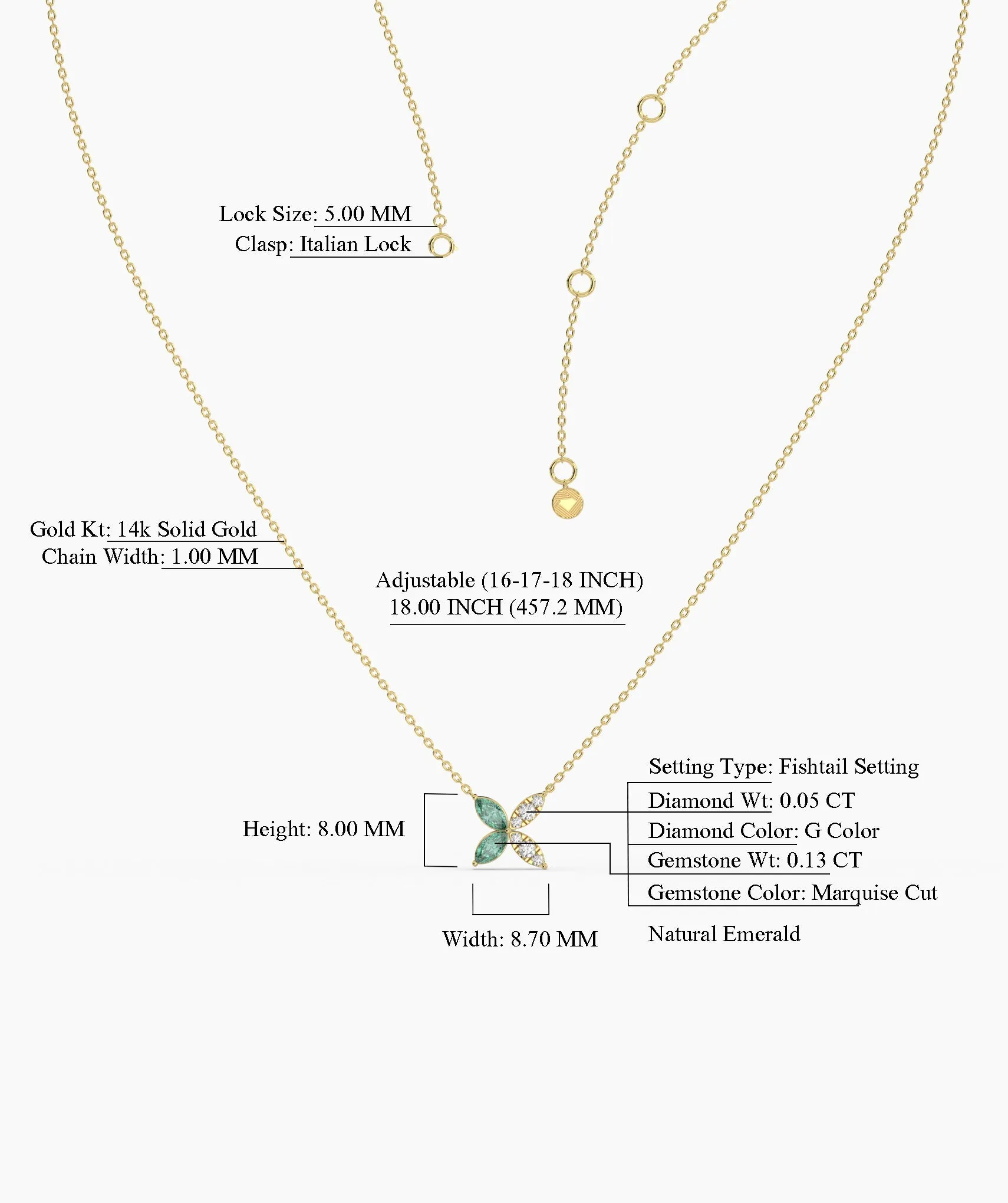 Floral Style 14K Gold Necklace