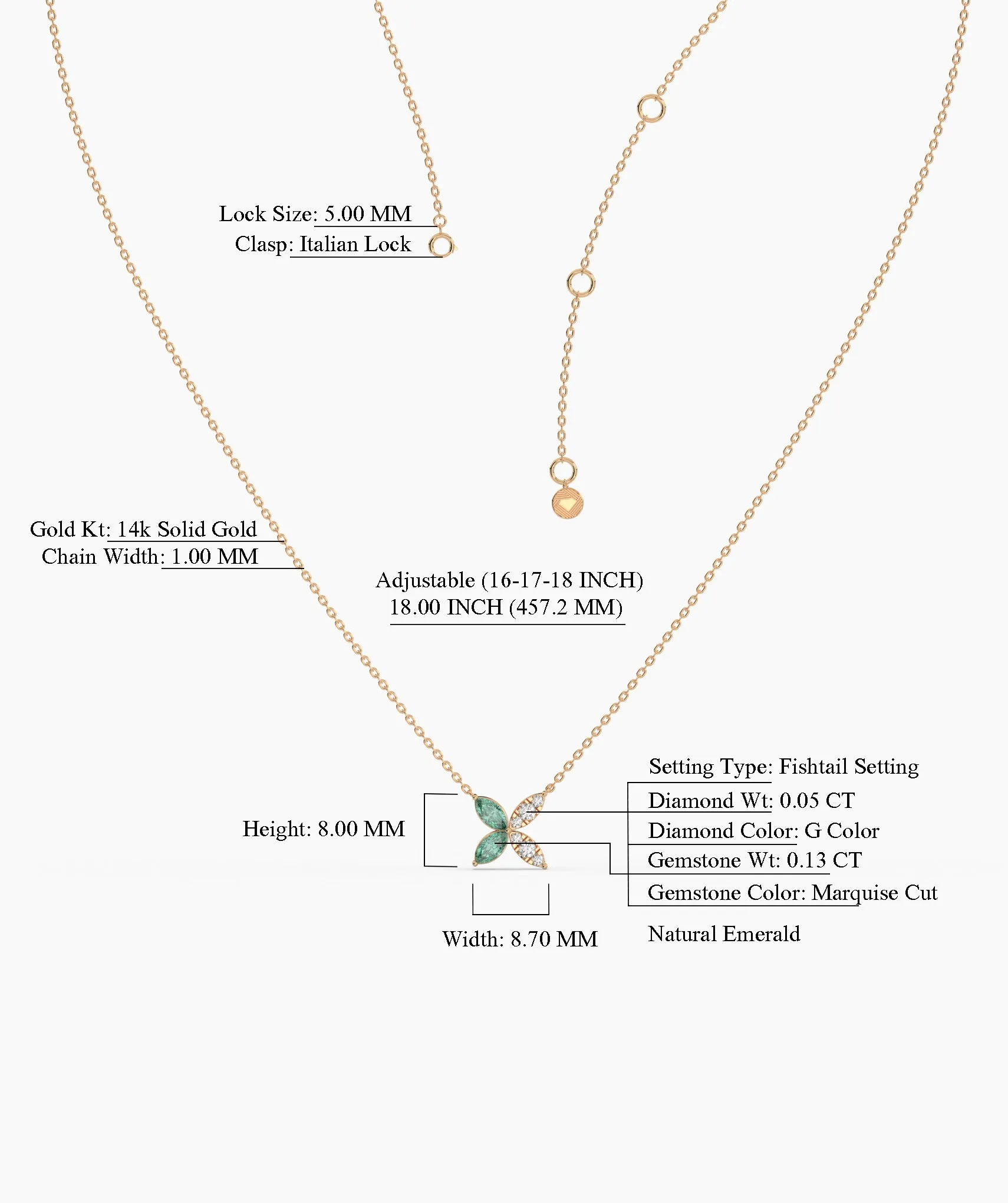 Floral Style 14K Gold Necklace