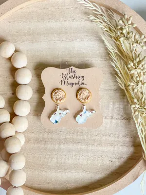 Floral WV   Beige Druzy Studs