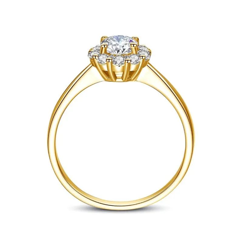Flower 0.5ct 5mm Moissanite Ring Wedding Engagement Women Jewelry