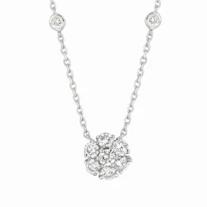 FLOWER & 8 BEZEL DIAMOND NECKLACE 14K GOLD (0.75 CTW)