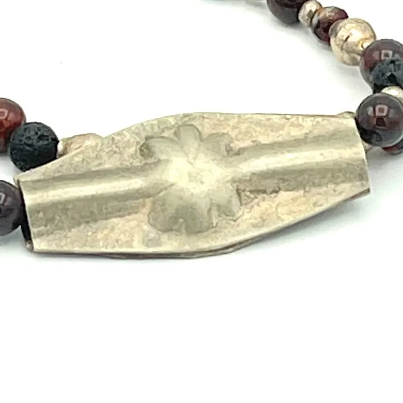 Flower Charm Bracelet with Tiger Eye Gemstones