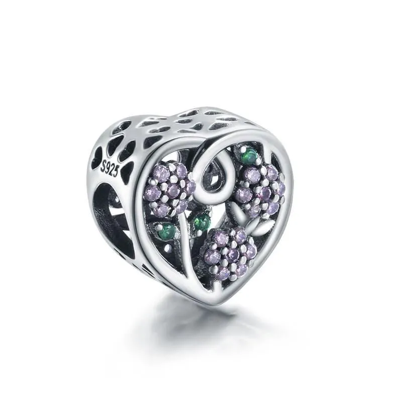 Flower Heart Charm