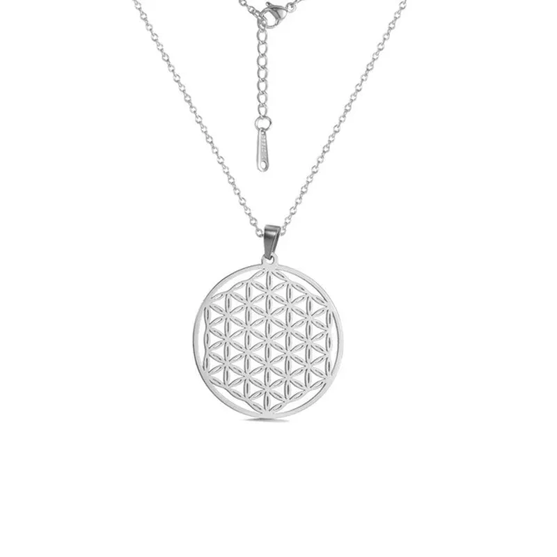 Flower of Life Sacred Geometry Stainless Steel Necklace Jewelry Mothers Day Gift