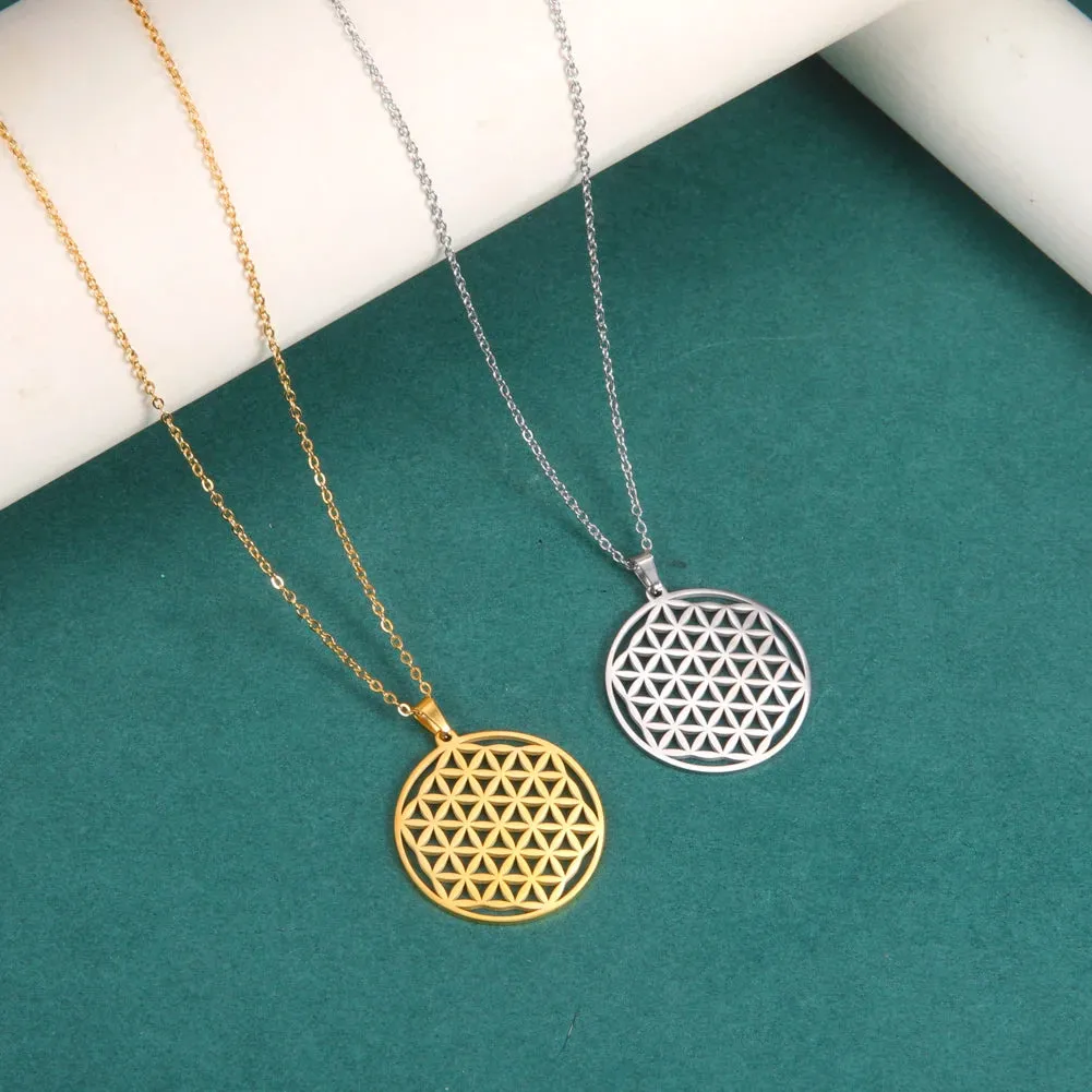 Flower of Life Sacred Geometry Stainless Steel Necklace Jewelry Mothers Day Gift