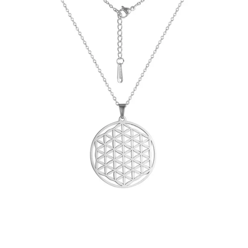 Flower of Life Sacred Geometry Stainless Steel Necklace Jewelry Mothers Day Gift