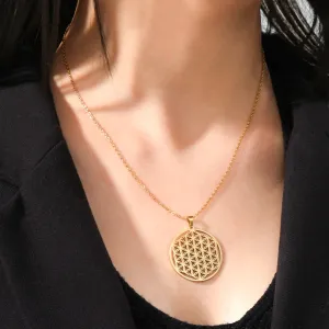 Flower of Life Sacred Geometry Stainless Steel Necklace Jewelry Mothers Day Gift