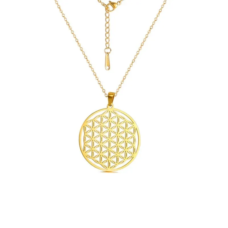Flower of Life Sacred Geometry Stainless Steel Necklace Jewelry Mothers Day Gift