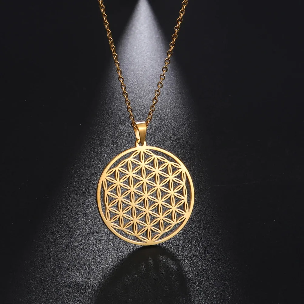 Flower of Life Sacred Geometry Stainless Steel Necklace Jewelry Mothers Day Gift