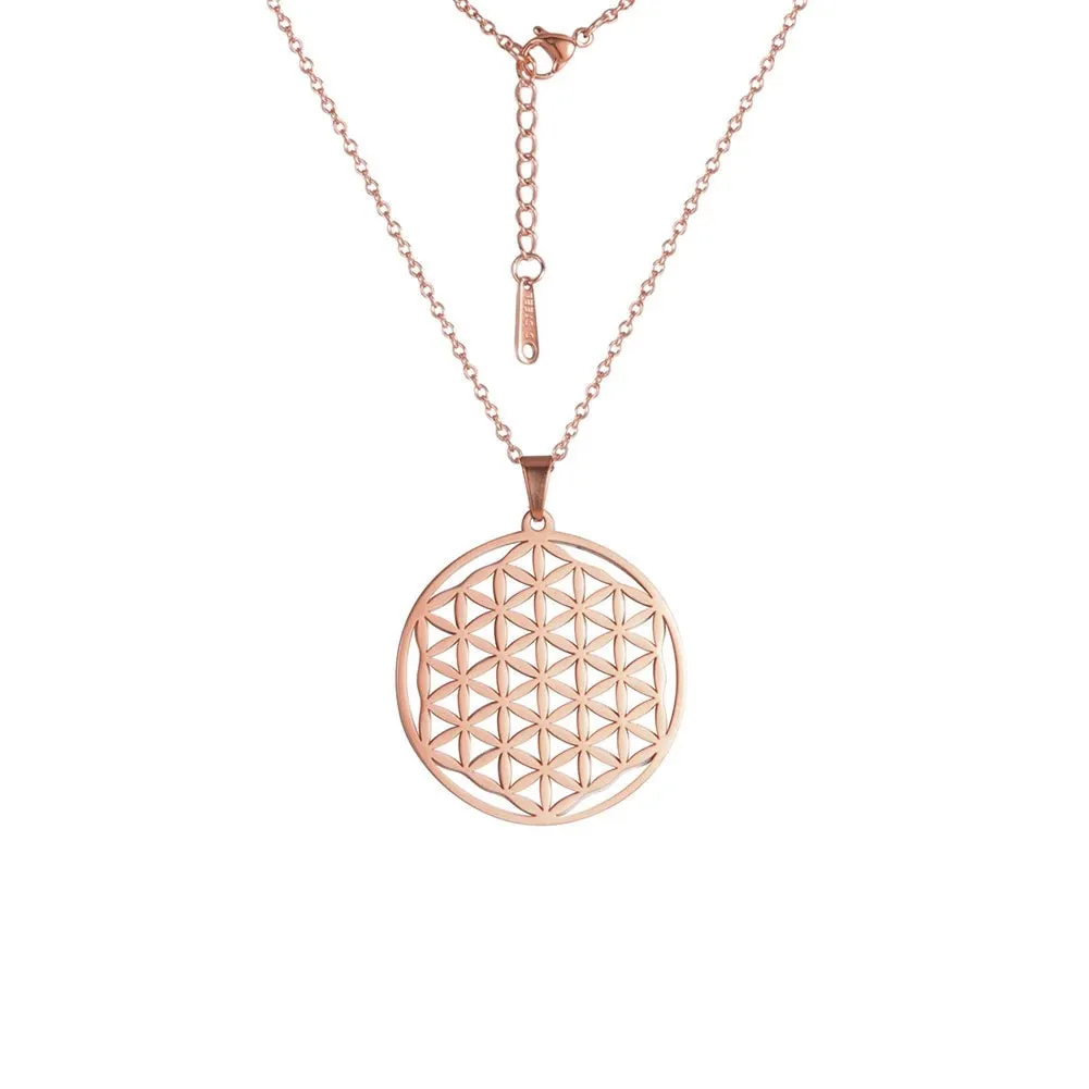 Flower of Life Sacred Geometry Stainless Steel Necklace Jewelry Mothers Day Gift