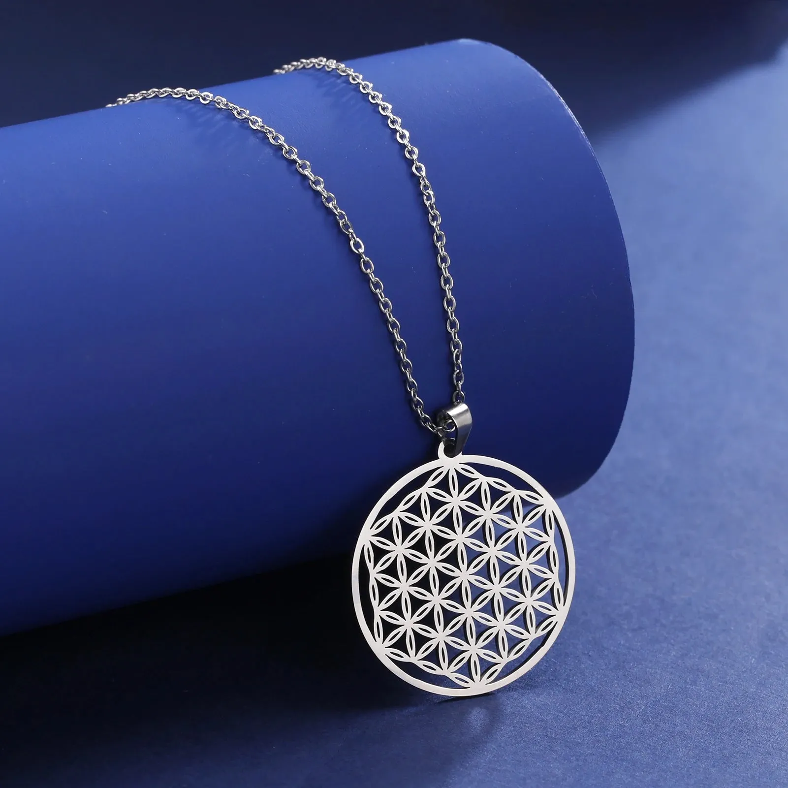 Flower of Life Sacred Geometry Stainless Steel Necklace Jewelry Mothers Day Gift