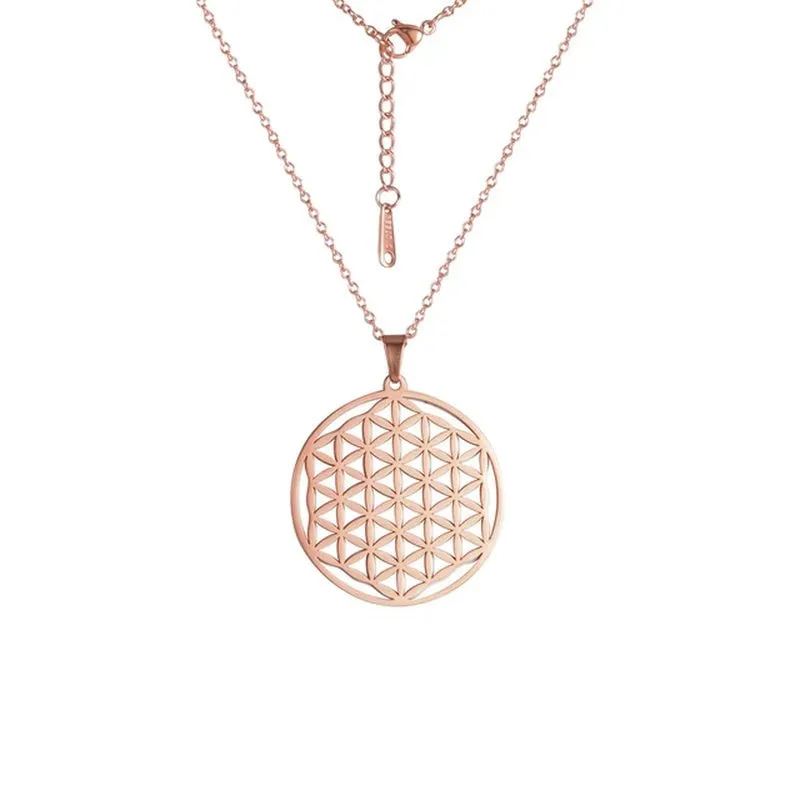 Flower of Life Sacred Geometry Stainless Steel Necklace Jewelry Mothers Day Gift