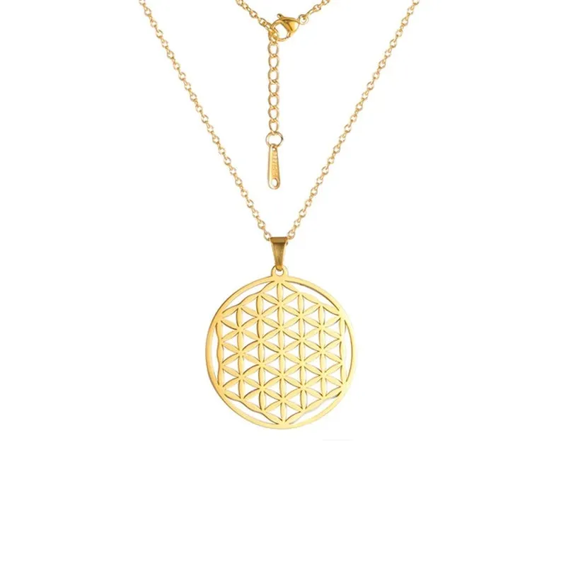 Flower of Life Sacred Geometry Stainless Steel Necklace Jewelry Mothers Day Gift