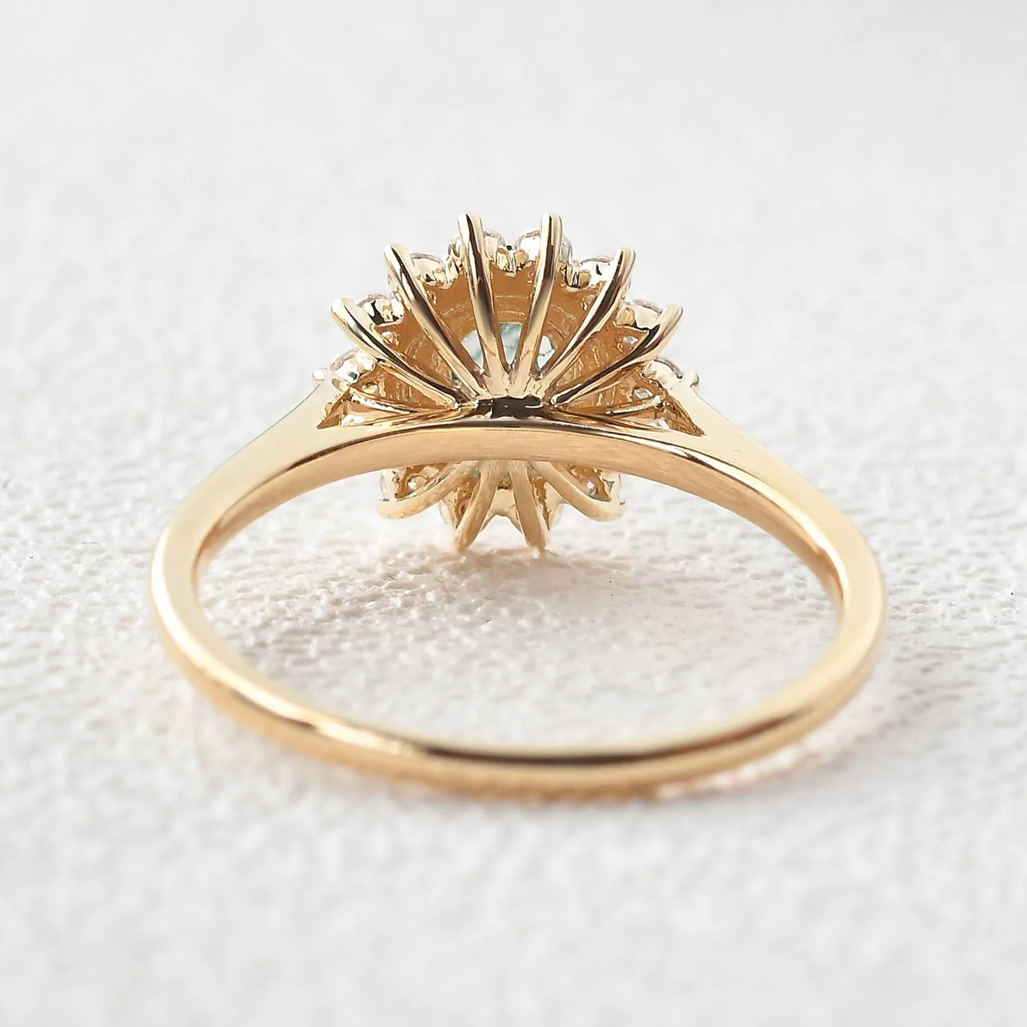 Flower Round Cut Moissanite Rose Gold Ring