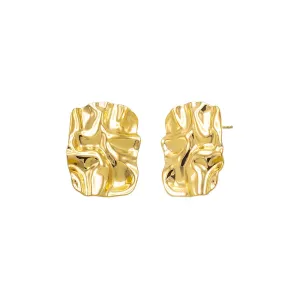 Fluid Ridged Square On The Ear Stud Earring