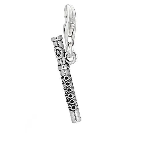 Flute Clip on Pendant Charm for Bracelet or Necklace