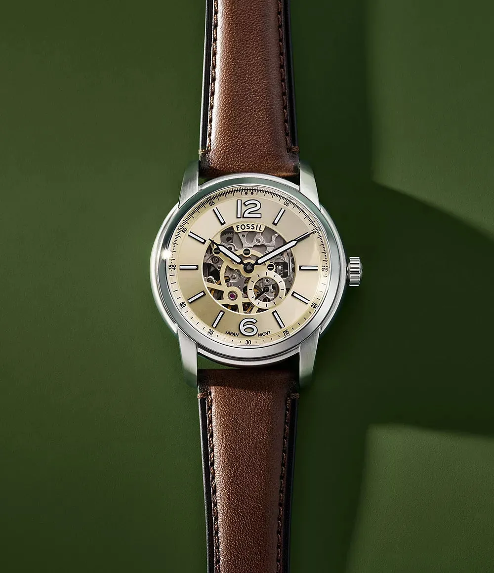 Fossil Heritage Gents Automatic Brown Leather Watch