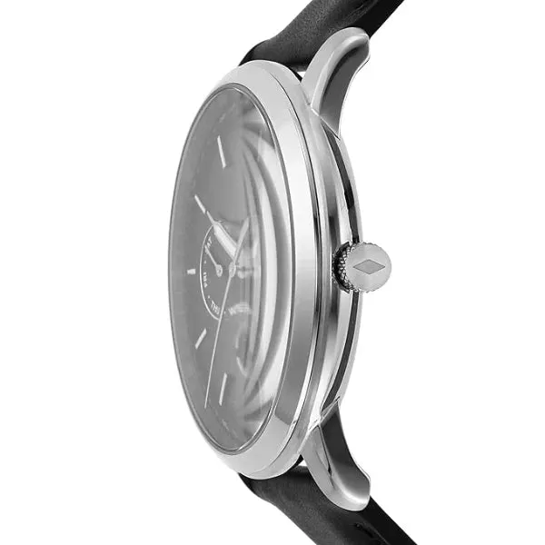 Fossil Moonphase Black Leather Strap Black Dial Quartz Watch for Gents - FS5904