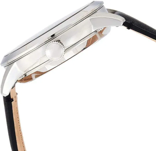 Fossil Townsman Black Leather Strap White Dial Automatic Watch for Gents - ME3104