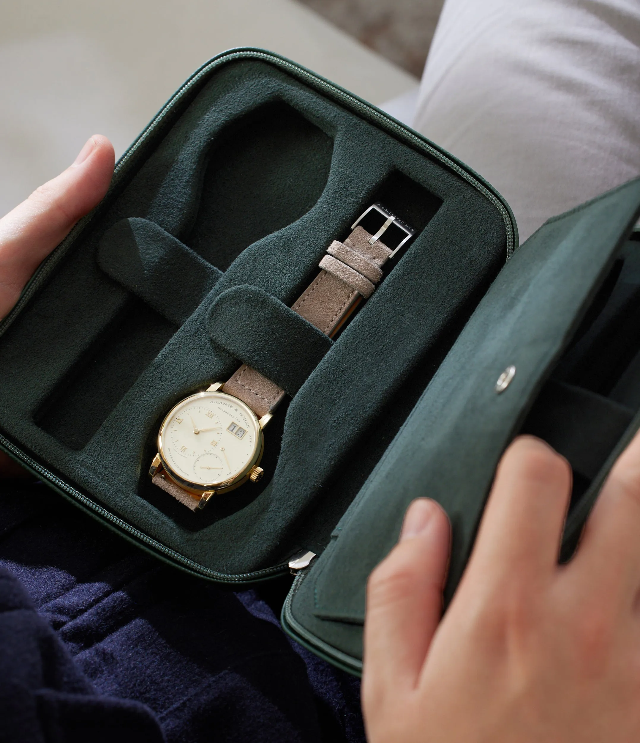 four-watch folio, grained leather