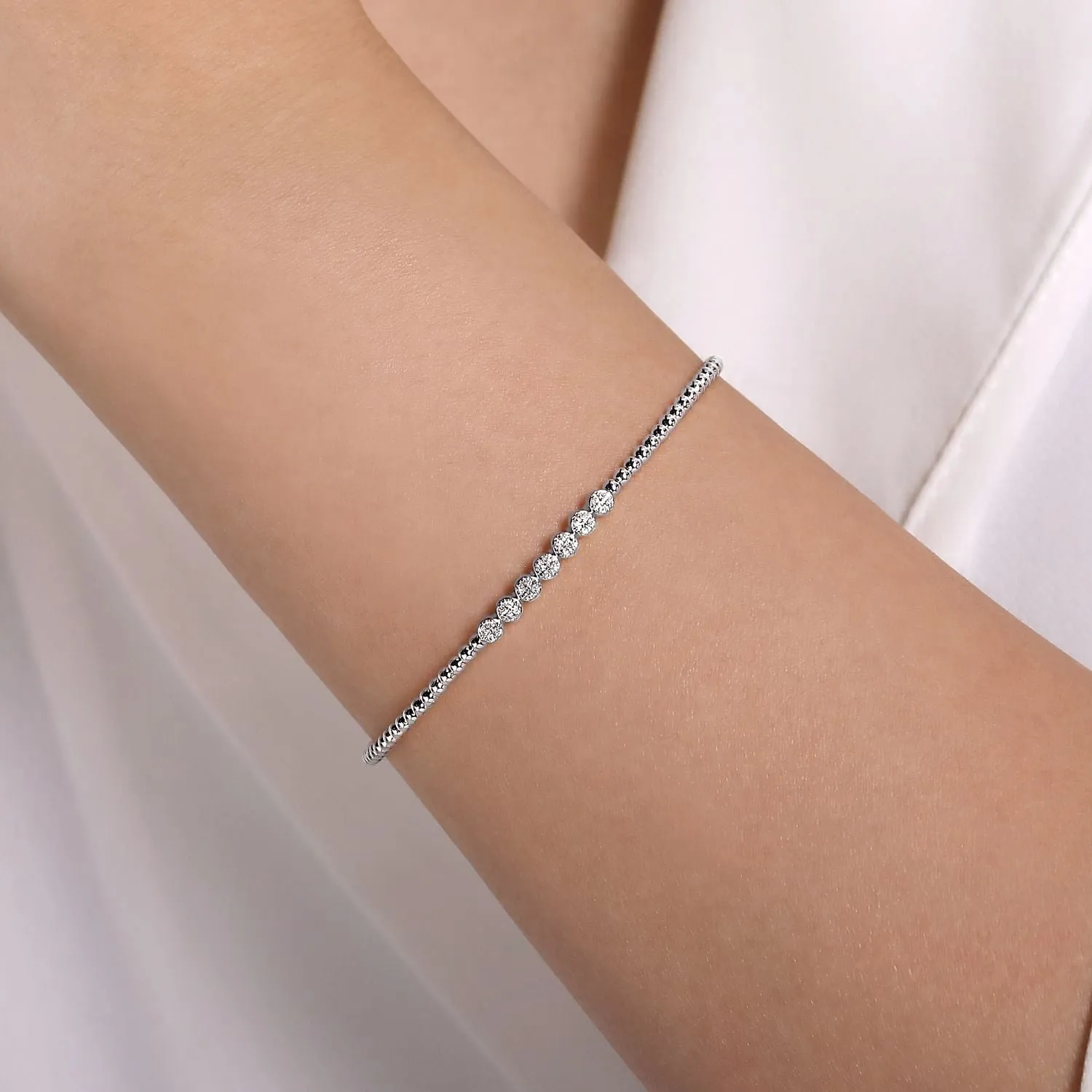 Gabriel & Co. 14K White Gold Diamond Bangle