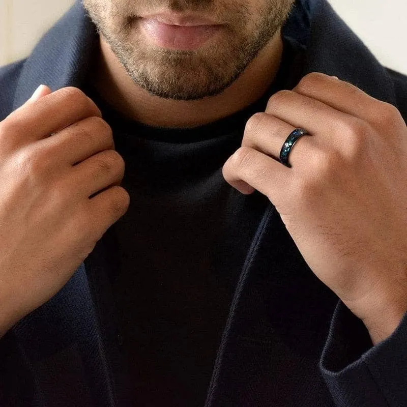 Galaxy Opal Inlay Men's Tungsten Wedding Band