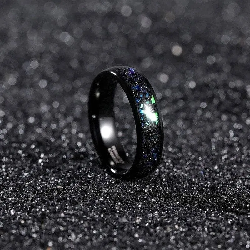 Galaxy Opal Inlay Men's Tungsten Wedding Band