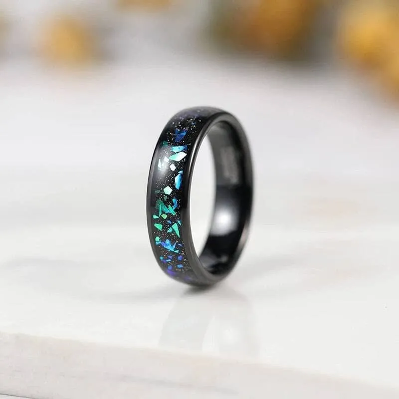 Galaxy Opal Inlay Men's Tungsten Wedding Band