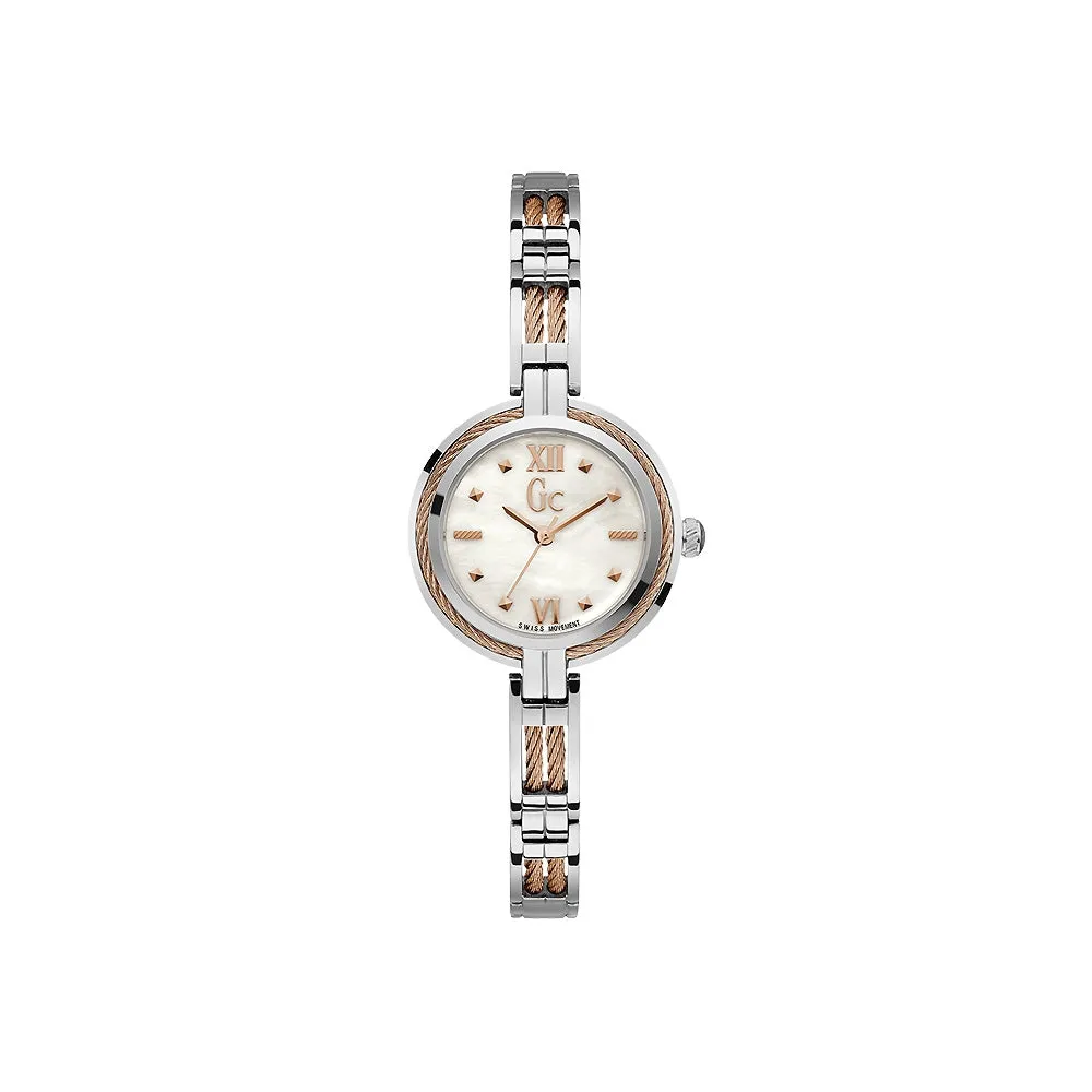 Gc Ladies Stainless Steel Watch With MOP Dial & Metal Bracelet